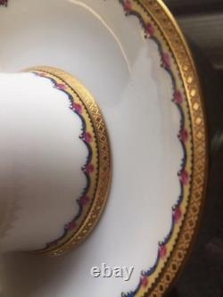 Set 4 Vintage Haviland Limoges Demitasse Cups Saucers Gold Pink Floral Garland