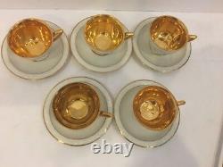 Set 5 Vintage Rosenthal Gold Maria Demitasse Cups & Saucers Germany US Zone