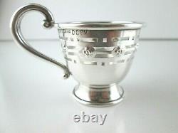 Set 6 Sterling Silver Demitasse Coffee Cups and Saucers