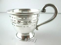 Set 6 Sterling Silver Demitasse Coffee Cups and Saucers