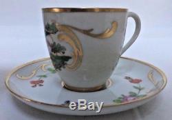 Set 7 Vintage Limoges Hand-Painted Birds & Flowers Demitasse Cups and Saucers