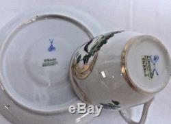 Set 7 Vintage Limoges Hand-Painted Birds & Flowers Demitasse Cups and Saucers