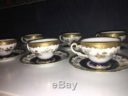 Set 8 Echt Weimar Katharina White And Gold Porcelain Demitasse Cup & Saucer