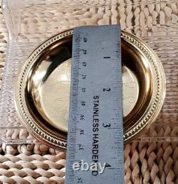 Set Of 10 Demitasse Tea Cups & Saucers Clear Glass with Brass Handle Basket 2.5 oz