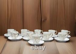 Set Of 10 Haviland Ranson The Cherbourg Blue Floral Demitasse Cups & Saucers