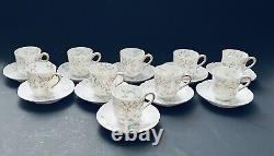 Set Of 10 Haviland Ranson The Cherbourg Blue Floral Demitasse Cups & Saucers