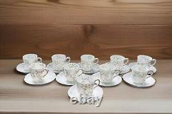 Set Of 10 Haviland Ranson The Cherbourg Blue Floral Demitasse Cups & Saucers