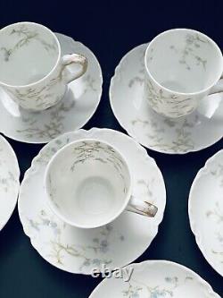 Set Of 10 Haviland Ranson The Cherbourg Blue Floral Demitasse Cups & Saucers