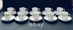 Set Of 10 Haviland Ranson The Cherbourg Blue Floral Demitasse Cups & Saucers