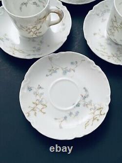 Set Of 10 Haviland Ranson The Cherbourg Blue Floral Demitasse Cups & Saucers