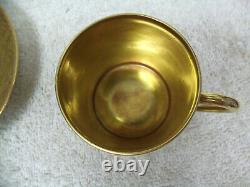 Set Of 2 Limoges Porcelain By G Dumas Fils Demitasse Cup & Saucer -orange & Gold