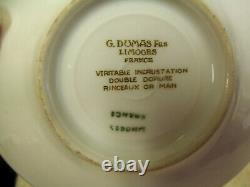 Set Of 2 Limoges Porcelain By G Dumas Fils Demitasse Cup & Saucer -orange & Gold