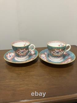 Set Of 2 Vtg Minton Chinoiserie-style Demitasse Tea Cups And Saucers RARE EUC