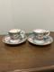 Set Of 2 Vtg Minton Chinoiserie-style Demitasse Tea Cups And Saucers Rare Euc