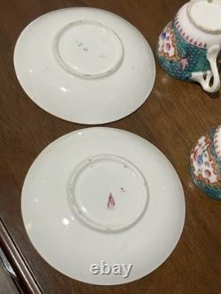 Set Of 2 Vtg Minton Chinoiserie-style Demitasse Tea Cups And Saucers RARE EUC