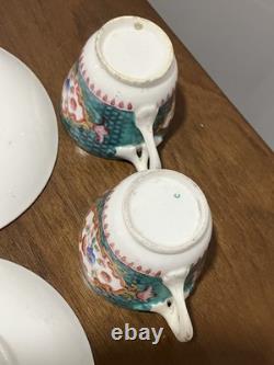 Set Of 2 Vtg Minton Chinoiserie-style Demitasse Tea Cups And Saucers RARE EUC