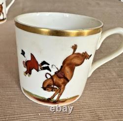 Set Of 24 Antique Abercrombie & Fitch Fox Hunt Demitasse Cups & Saucers