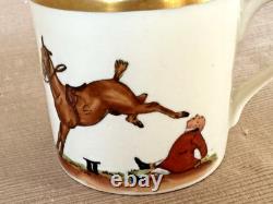 Set Of 24 Antique Abercrombie & Fitch Fox Hunt Demitasse Cups & Saucers
