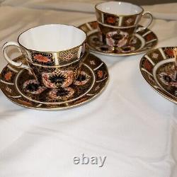 Set Of 3 Royal Crown Derby Old Imari 1128 Demitasse Cups & Saucers