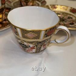 Set Of 3 Royal Crown Derby Old Imari 1128 Demitasse Cups & Saucers