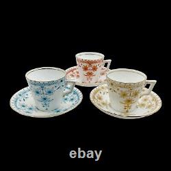 Set Of 3 Wileman & Co Demitasse Cups And Saucers C. 1890s