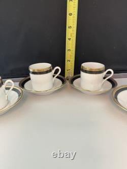 Set Of 4 Demitasse Cup & Saucer Palermo Black Gold RICHARD GINORI Italy Espresso