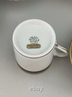 Set Of 4 Demitasse Cup & Saucer Palermo Black Gold RICHARD GINORI Italy Espresso