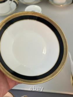 Set Of 4 Demitasse Cup & Saucer Palermo Black Gold RICHARD GINORI Italy Espresso