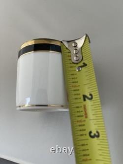 Set Of 4 Demitasse Cup & Saucer Palermo Black Gold RICHARD GINORI Italy Espresso