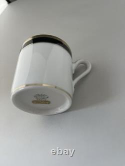 Set Of 4 Demitasse Cup & Saucer Palermo Black Gold RICHARD GINORI Italy Espresso