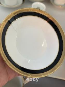 Set Of 4 Demitasse Cup & Saucer Palermo Black Gold RICHARD GINORI Italy Espresso