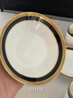 Set Of 4 Demitasse Cup & Saucer Palermo Black Gold RICHARD GINORI Italy Espresso