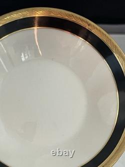 Set Of 4 Demitasse Cup & Saucer Palermo Black Gold RICHARD GINORI Italy Espresso
