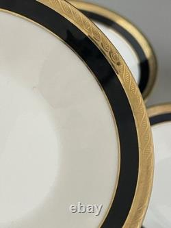 Set Of 4 Demitasse Cup & Saucer Palermo Black Gold RICHARD GINORI Italy Espresso