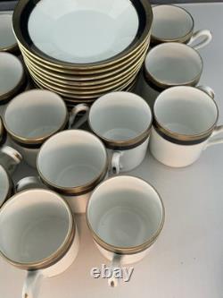 Set Of 4 Demitasse Cup & Saucer Palermo Black Gold RICHARD GINORI Italy Espresso