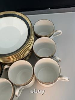 Set Of 4 Demitasse Cup & Saucer Palermo Black Gold RICHARD GINORI Italy Espresso