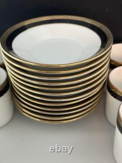 Set Of 4 Demitasse Cup & Saucer Palermo Black Gold RICHARD GINORI Italy Espresso