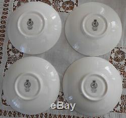 Set Of 4 Foley Cunard Line Queen Mary Art Deco Demitasse Coffee Cups & Saucers