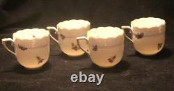 Set Of 4 Herend Rothschild Bird Demitasse Cups And Saucers