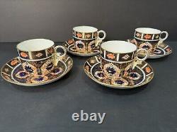 Set Of 4 Royal Crown Derby Old Imari Demitasse Cups & Saucers VINTAGE Excellent