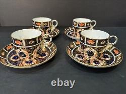 Set Of 4 Royal Crown Derby Old Imari Demitasse Cups & Saucers VINTAGE Excellent