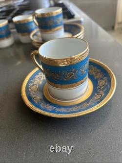 Set Of 4 Vintage 60s DEMITASSE CUP & SAUCER PORCELAINE Feuillade LIMOGES FRANCE