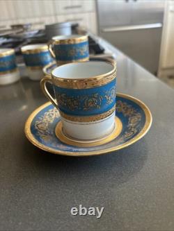 Set Of 4 Vintage 60s DEMITASSE CUP & SAUCER PORCELAINE Feuillade LIMOGES FRANCE