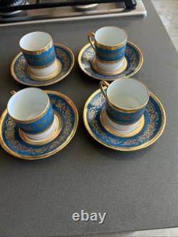 Set Of 4 Vintage 60s DEMITASSE CUP & SAUCER PORCELAINE Feuillade LIMOGES FRANCE