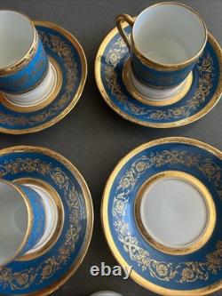 Set Of 4 Vintage 60s DEMITASSE CUP & SAUCER PORCELAINE Feuillade LIMOGES FRANCE