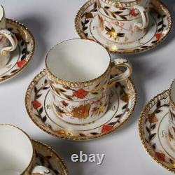 Set Of (5) Vintage Royal Crown Derby Gadroon Rose Demitasse Cups & Saucers