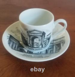 Set Of 5 Vtg 1960s PIERO FORNASETTI Doors Of Milan Demitasse Cups & Saucers