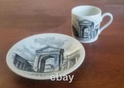Set Of 5 Vtg 1960s PIERO FORNASETTI Doors Of Milan Demitasse Cups & Saucers