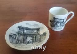 Set Of 5 Vtg 1960s PIERO FORNASETTI Doors Of Milan Demitasse Cups & Saucers