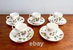 Set Of 5 Wedgwood Cuckoo Demitasse Cups & Saucers
